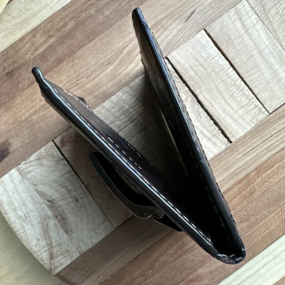 Fossil University Of Oklahoma Bifold Wallet Money Clip Credit Card Slots Brown